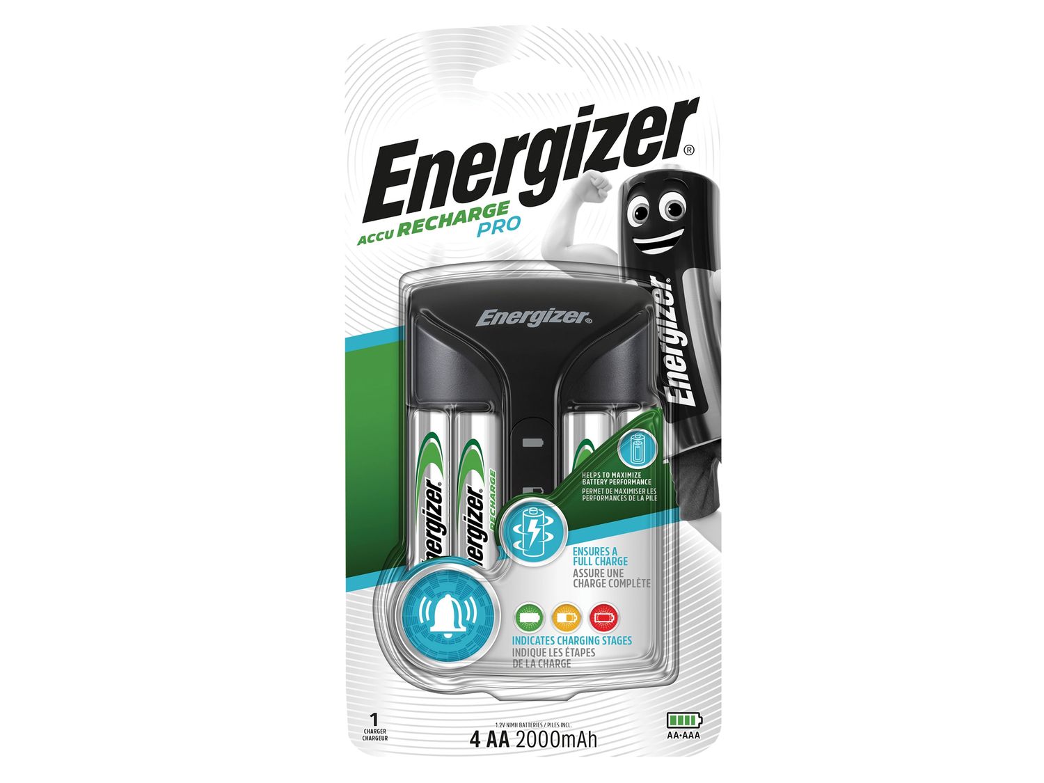 Energizer ENGPROCHARGE Pro Charger plus 4 x AA 2000 mAh Batteries