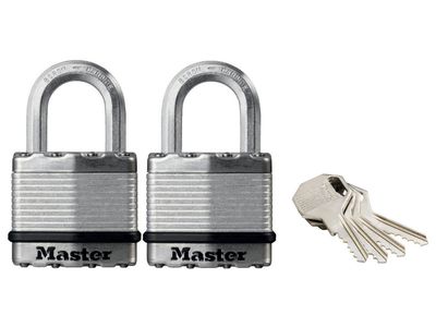 Master Lock MLKM1T Excell™ Laminated Steel 45mm Padlock - 24mm Shackle - Keyed Alike x 2