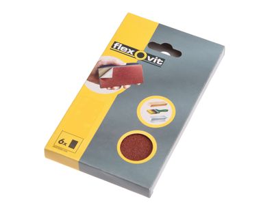 Flexovit FLV26348 Hook &amp; Loop Sanding Block Refill Kit Medium 80g (6)
