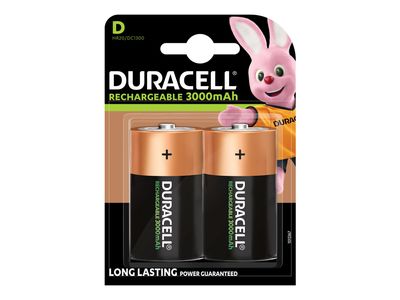 Duracell DURS3092 D Cell 3000Mah Rechargeable Batteries (Pack 2)