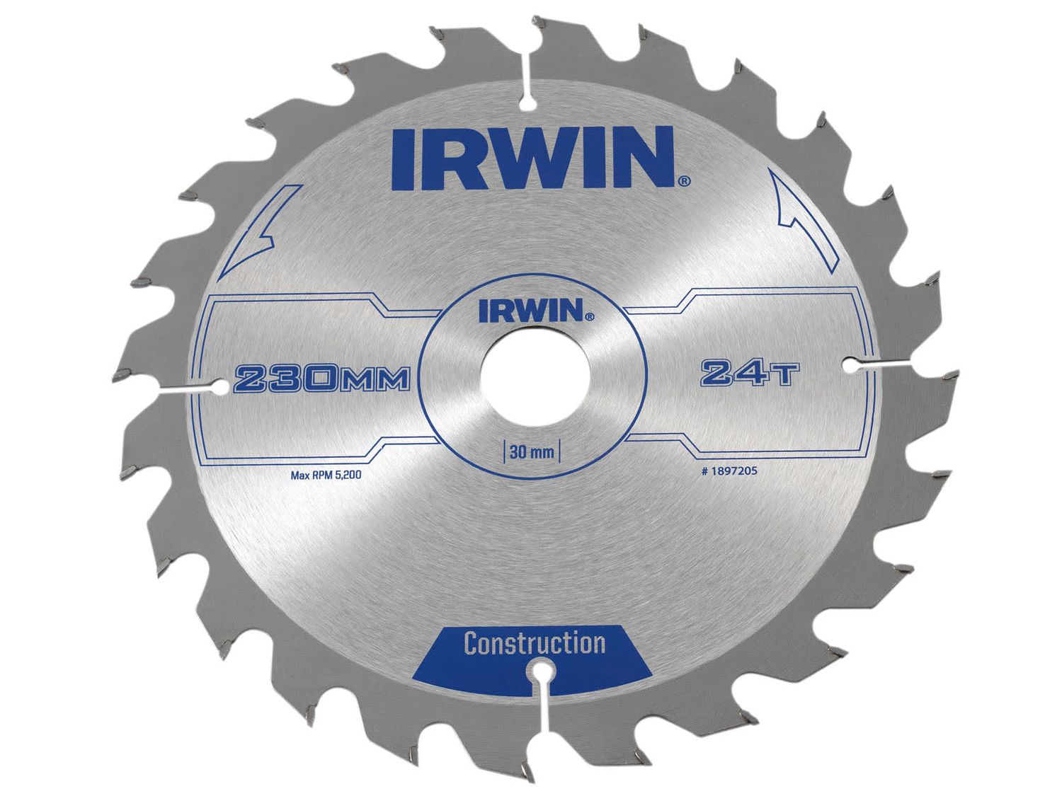IRWIN IRW1897205 Construction Circular Saw Blade 230 x 30mm x 24T ATB