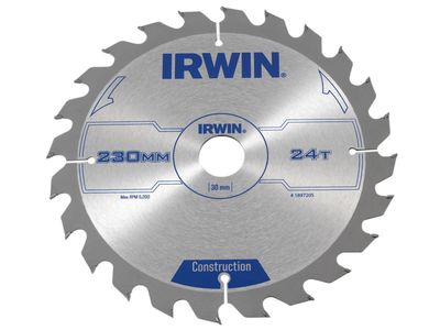 IRWIN IRW1897205 Construction Circular Saw Blade 230 x 30mm x 24T ATB