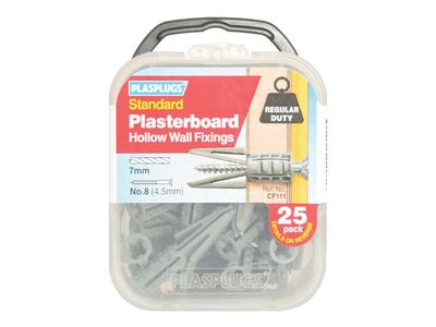 Plasplugs PLACF111 CF 111 Standard Plasterboard Fixings Pack of 25