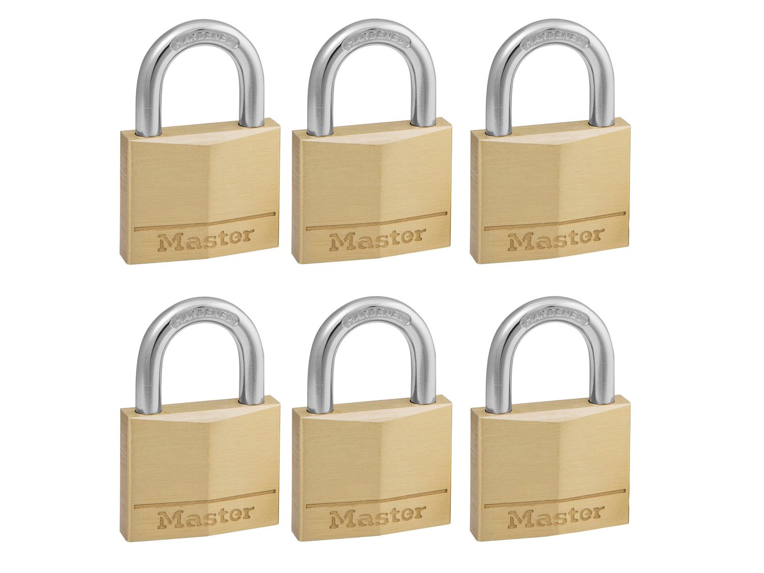 Master Lock MLK140SIX Solid Brass 40mm Padlock 4-Pin - Keyed Alike x 6