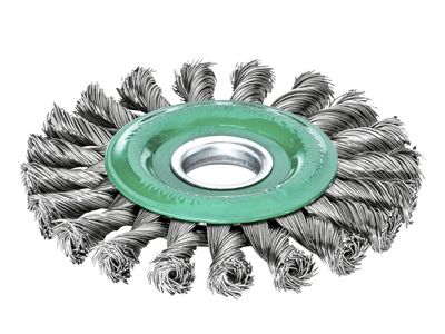 Lessmann LES472811 Knot Wheel Brush 115 x 14mm 22.2mm Bore, 0.50 Stainless Steel Wire