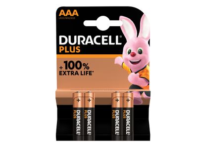Duracell DURAAA100PP4 AAA Cell Plus Power +100% Batteries (Pack 4)