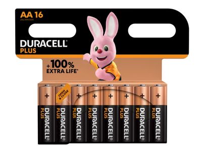 Duracell DURAA100PP16 AA Cell +100% Plus Power Batteries (Pack 16)