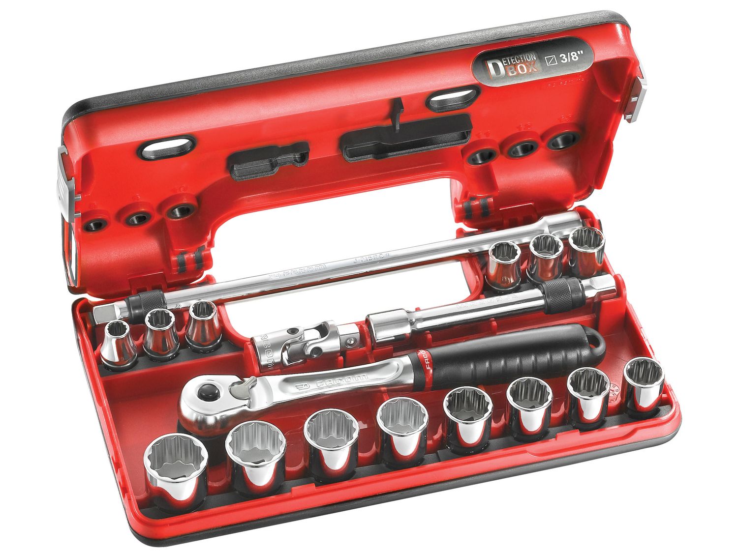 Facom FCMJLDBOX501 3/8in Drive Socket Detection Box Socket Set, 18 Piece