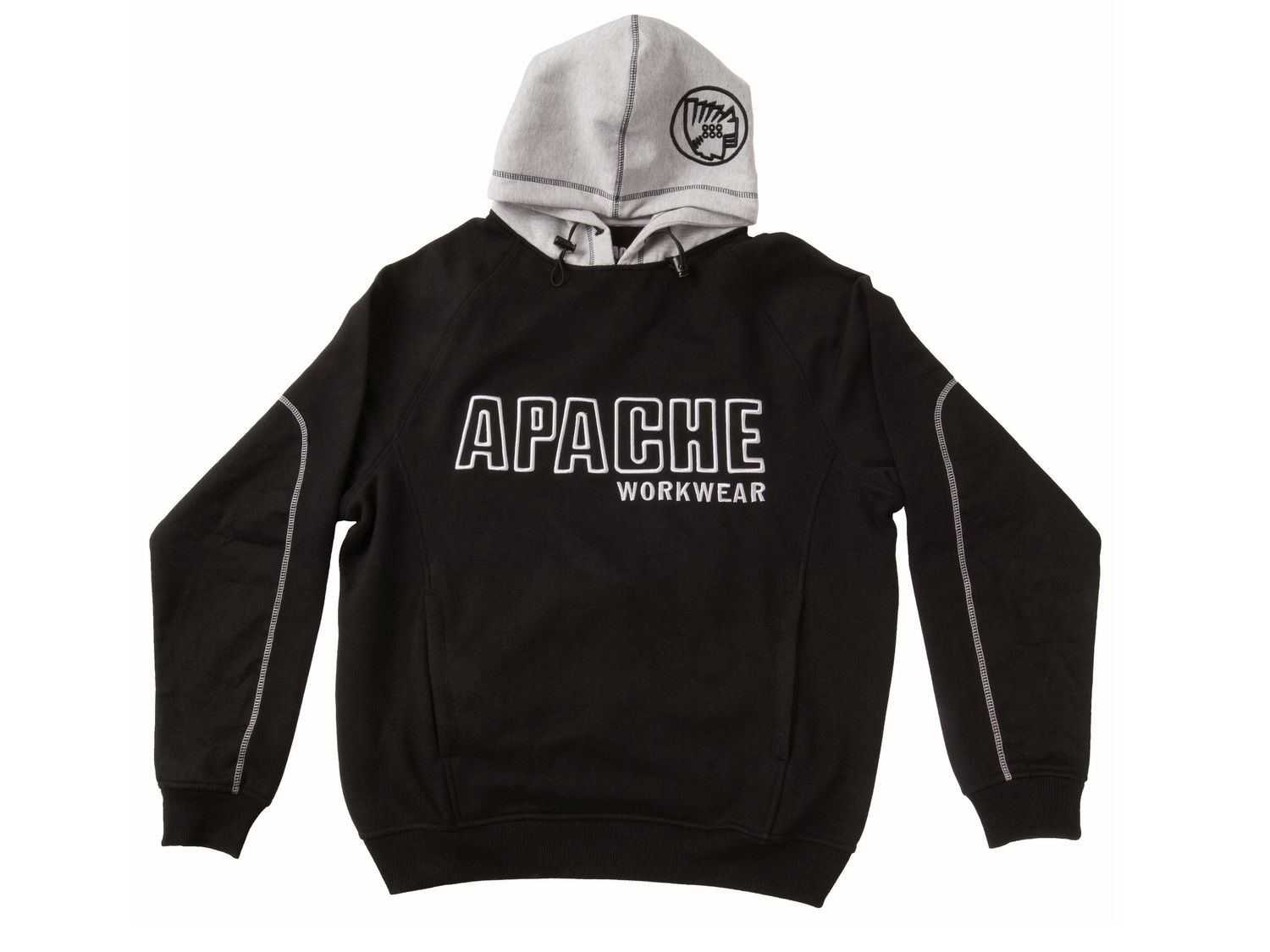 Apache APAHOODBGM Hooded Sweatshirt Black/Grey - M (38/40in)