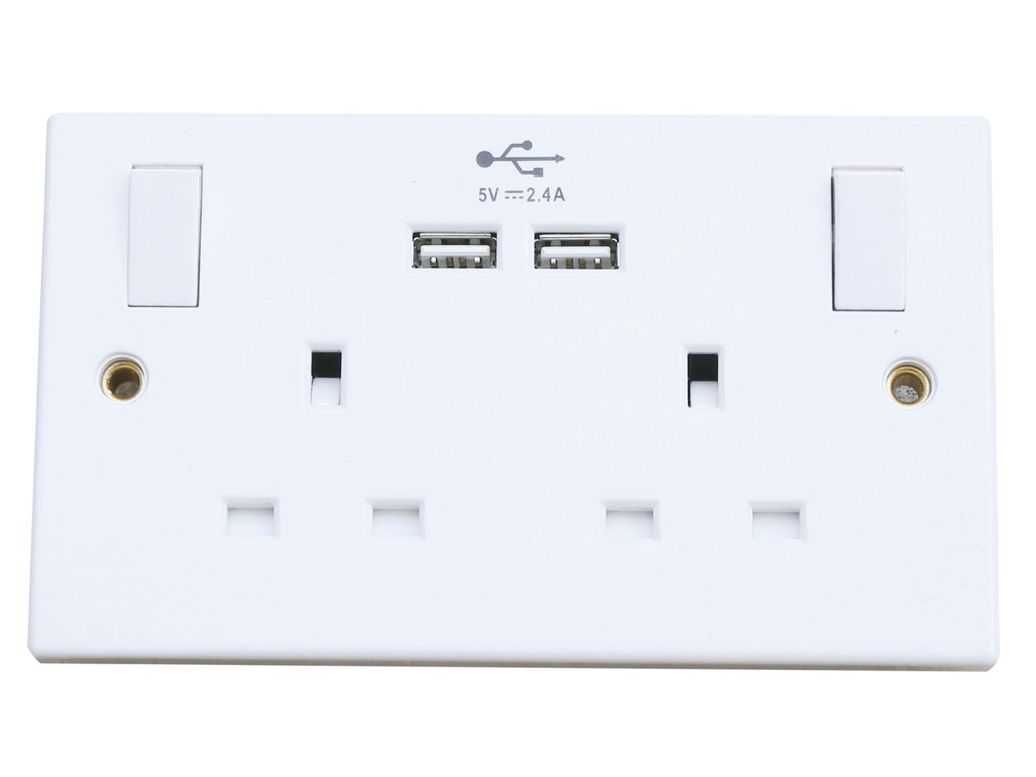 Dencon DCN4410NB Switched Socket 2-Gang + 2 USB Ports 13A