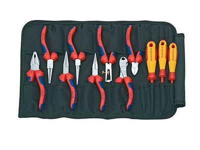 Knipex KPX001941 Pliers &amp; Screwdriver Set in Tool Roll, 11 Piece