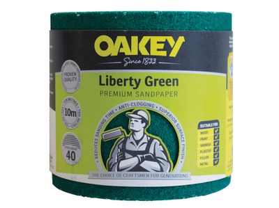 Oakey OAK33219 Liberty Green Sanding Roll 115mm x 10m Extra Coarse 40G