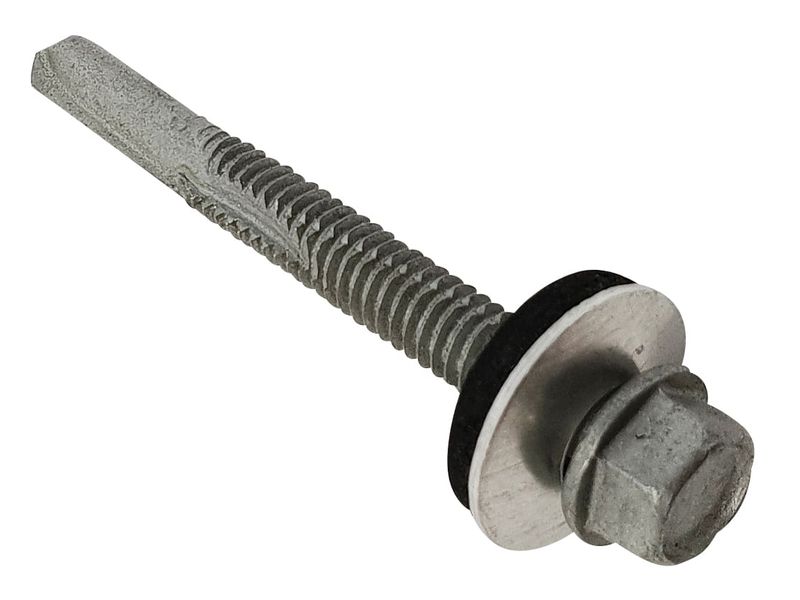 ForgeFix FORTFHW5580H TechFast Roofing Sheet to Steel Hex Screw &amp; Washer No.5 Tip 5.5 x 80mm Box 100