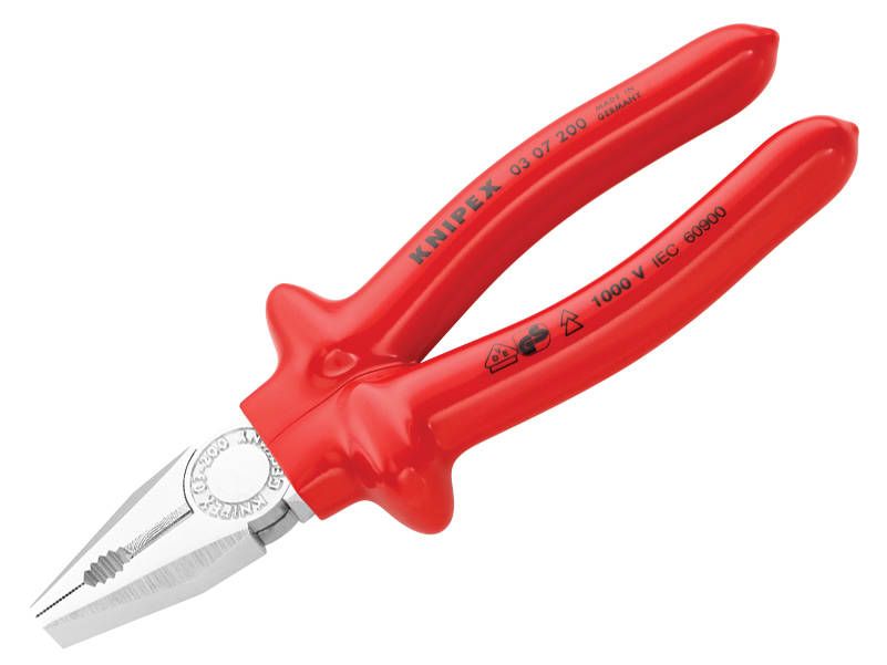 Knipex KPX0307200 VDE Combination Pliers Dipped Handles 200mm