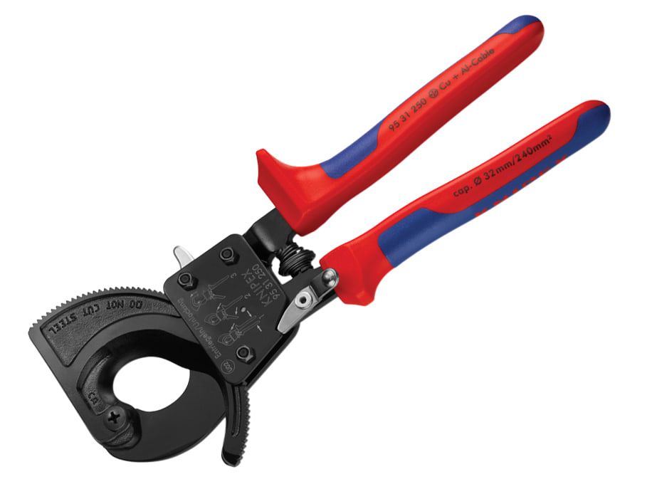 Knipex KPX9531250 Ratchet Action Cable Shears Multi-Component Grip 250mm