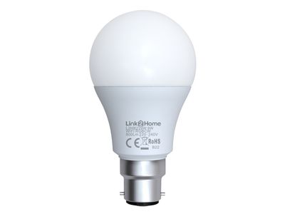 Link2Home LTHB229W Wi-Fi LED BC (B22) Opal GLS Dimmable Bulb, White + RGB 800 lm 9W