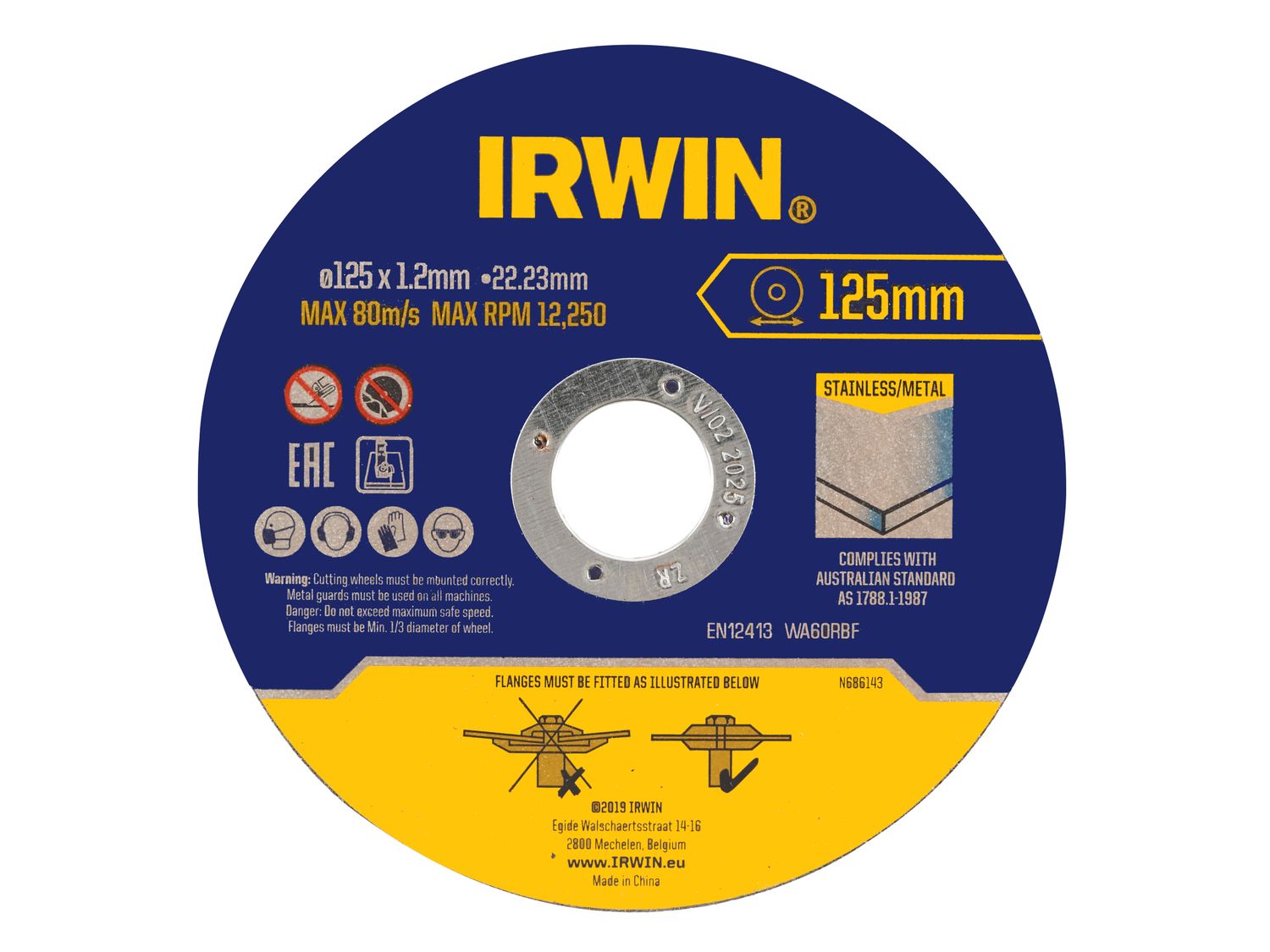IRWIN IRWIW8082106 Metal Cutting Disc 125 x 1.2 x 22.2mm Tin of 10