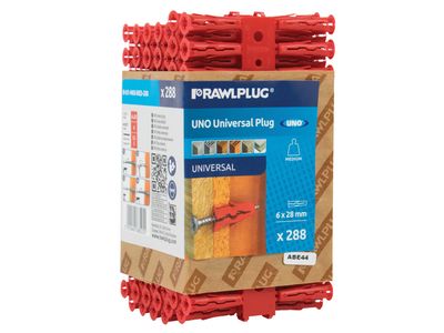 Rawlplug RAW68525 Red UNO Plugs 6 x 28mm (Pack 288)