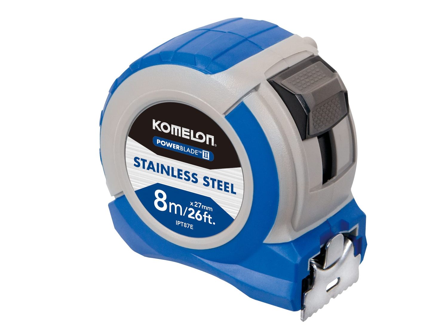 Komelon KOMIPT87E Stainless Steel PowerBlade™ Pocket Tape 8m/26ft (Width 27mm)