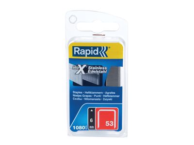 Rapid RPD40109509 53/6B 6mm Stainless Steel Fine Wire Staples (Box 1080)