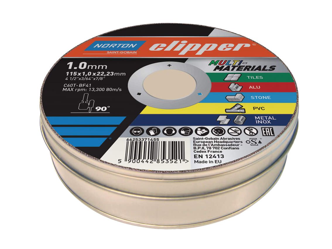 Flexovit FLV839907 Clipper Multi-Materials Cutting Discs 115 x 22.23mm (Tin of 10)
