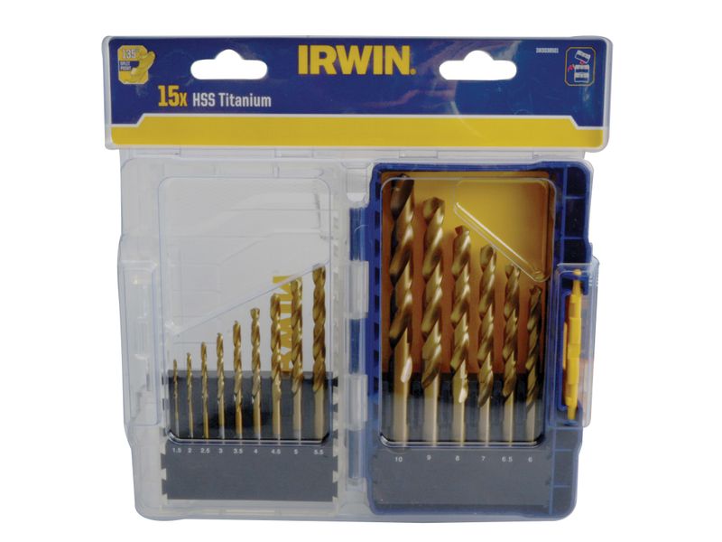 IRWIN IRWIW3038501 HSS Titanium Metal Drill Bit Set, 15 Piece