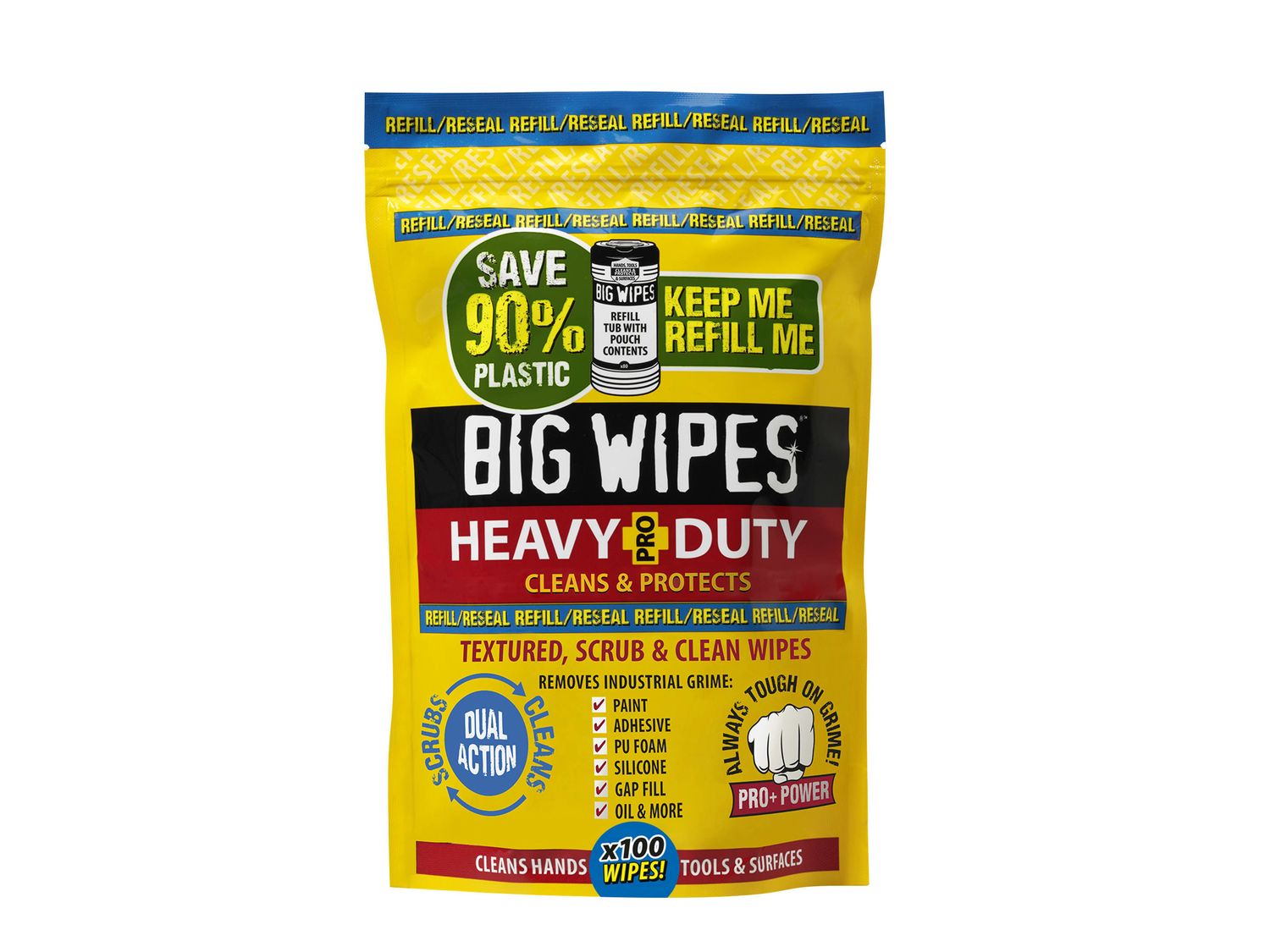 Big Wipes BGW2026 Heavy-Duty Pro+ Antiviral Wipes (Refill Pouch 80 Wipes)