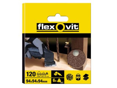 Flexovit FLV26401 Delta Hook &amp; Loop Sanding Sheets 94mm Fine 120G (Pack 6)