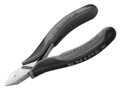 Knipex KPX7732ESD ESD Electronics Diagonal Cutters - Pointed Head Small Bevel 115mm