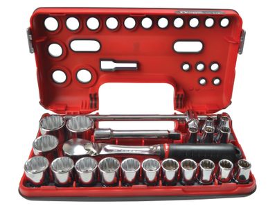 Facom FCMSLDBOX412 1/2in Drive 12-Point Detection Box Socket Set, 22 Piece