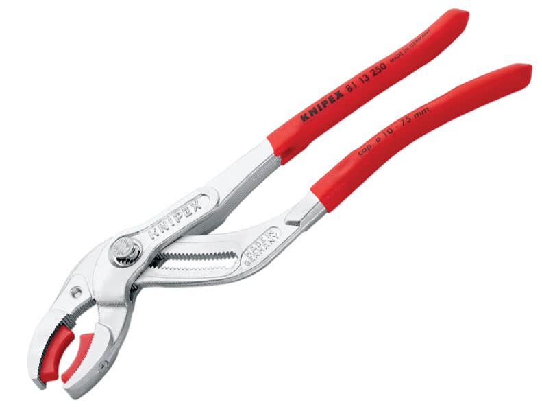 Knipex KPX8113250 Plastic Pipe Grip Pliers Plastic Jaws Chrome 250mm - 75mm Capacity
