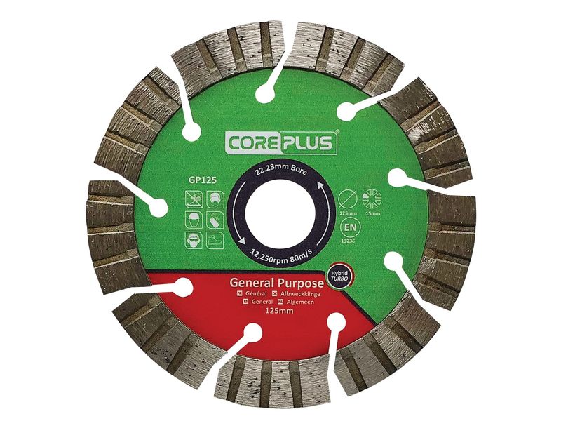 CorePlus CORDBGP125 GP125 General-Purpose Hybrid Turbo Diamond Blade 125mm