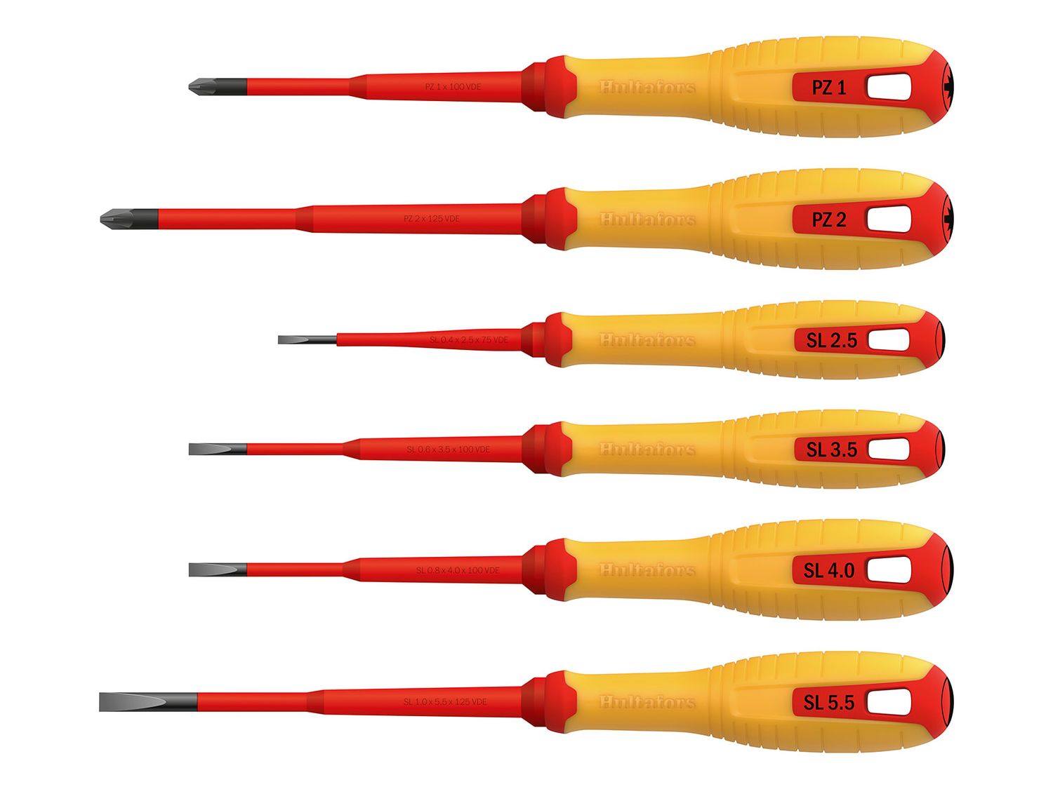 Hultafors HUL444465 VDE Pozidriv &amp; Slotted Screwdriver Set, 6 Piece