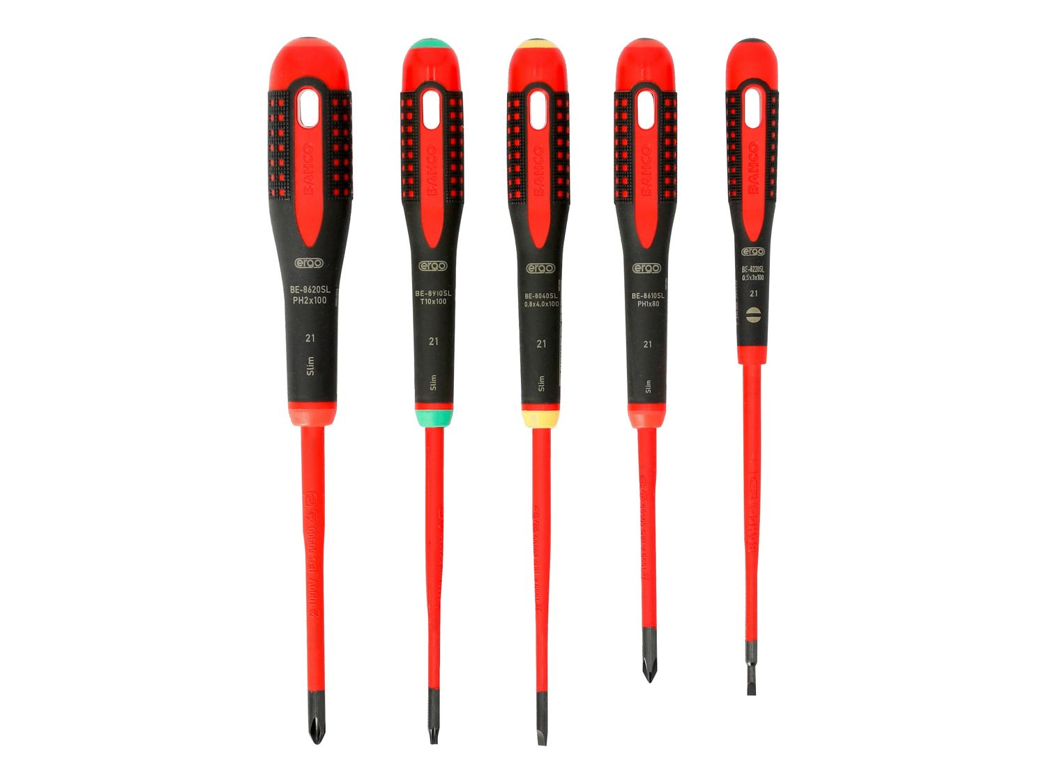 Bahco BAH9871SL BE-9871SL ERGO™ Slim VDE Insulated Screwdriver Set, 5 Piece
