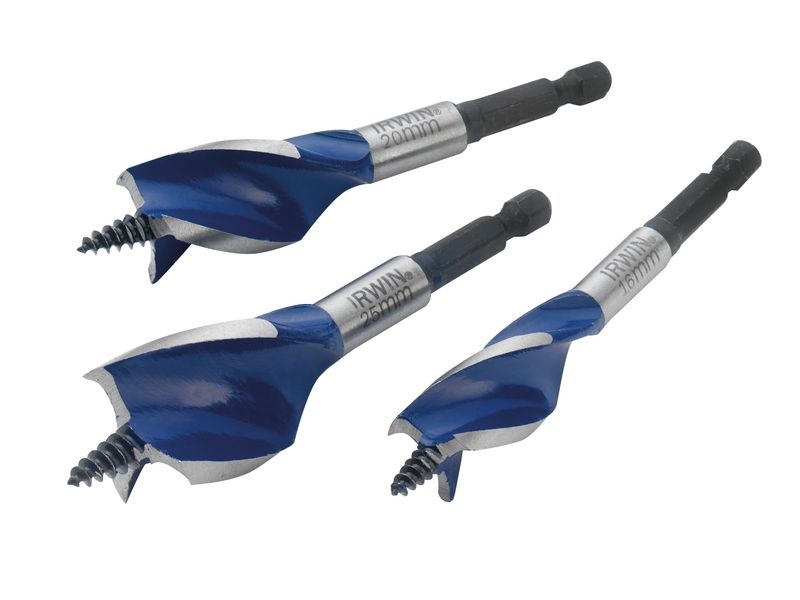 IRWIN IRW1922006 Blue Groove 6X Stubby Wood Bit Set, 3 Piece
