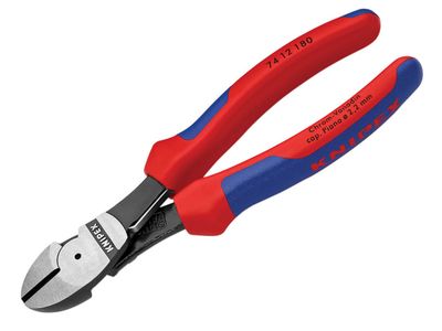 Knipex KPX7412180 High Leverage Diagonal Cutters Multi-Component Grip with Spring 180mm