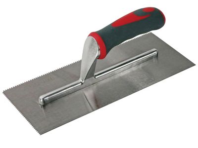 Faithfull FAISGTNOT3 Notched Trowel V 3mm Soft Grip Handle 11 x 4.1/2in