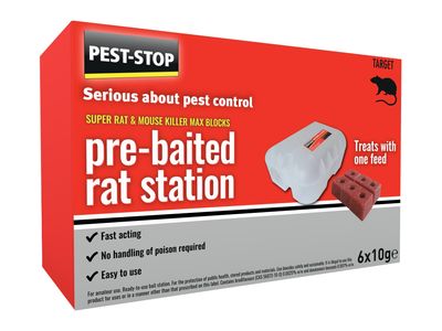 Pest-Stop (Pelsis Group) PRCPSPBRS Super Rat &amp; Mouse Killer Wax Block Pre-Baited Station