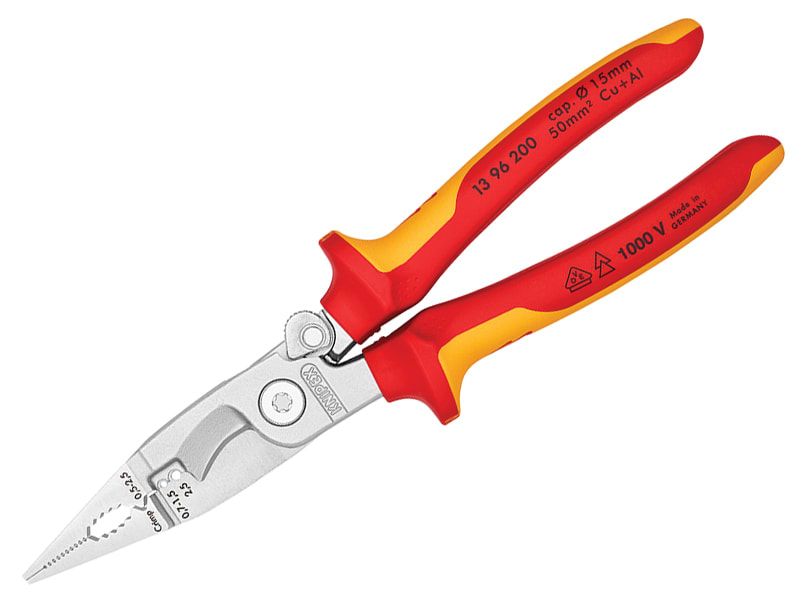 Knipex KPX1396200 VDE Multifunctional Installation Pliers with Opening Spring 200mm