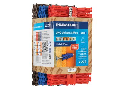 Rawlplug RAW68636 Mixed UNO Plugs (Pack 272) + Drill Bit