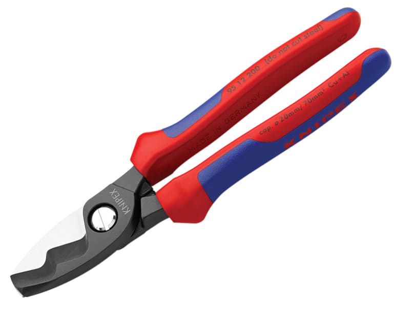 Knipex KPX9512200 Cable Shears with Twin Cutting Edge Multi-Component Grip 200mm