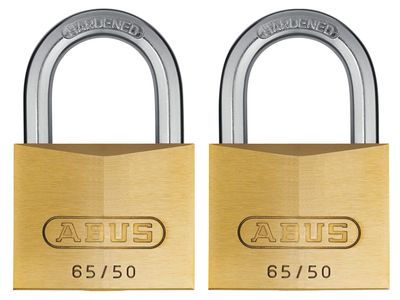 ABUS Mechanical ABU6550TC 65/50mm Brass Padlock Twin Pack Carded
