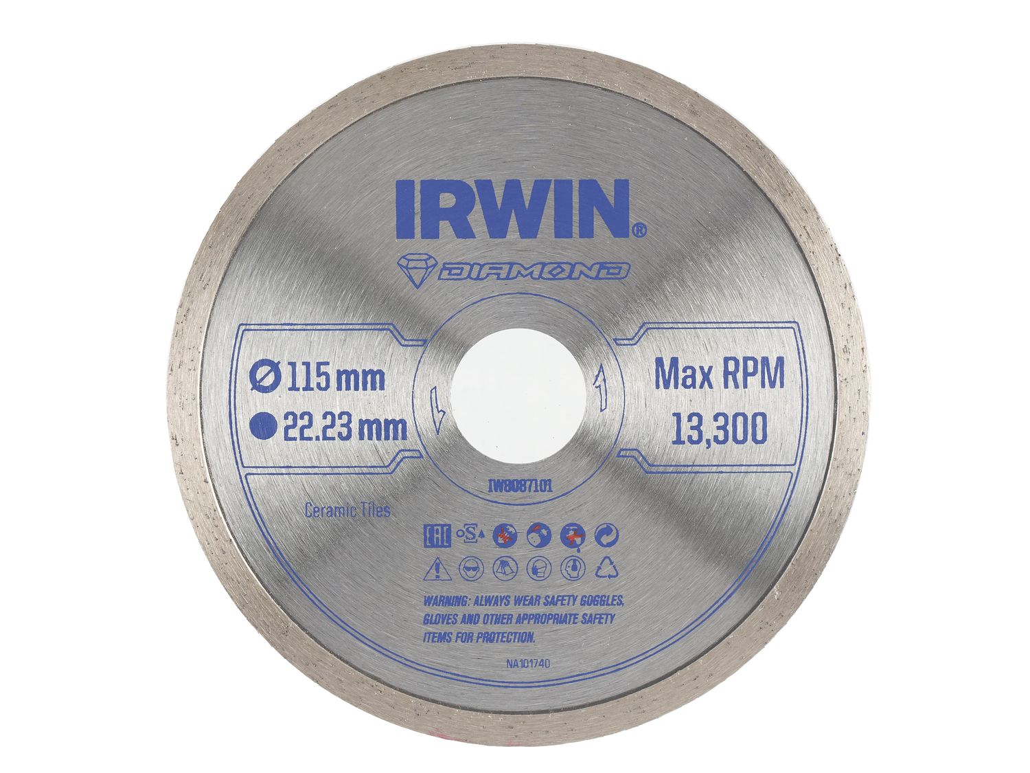 IRWIN IRWIW8087101 Continuous Rim Diamond Blade 115 x 22.23mm