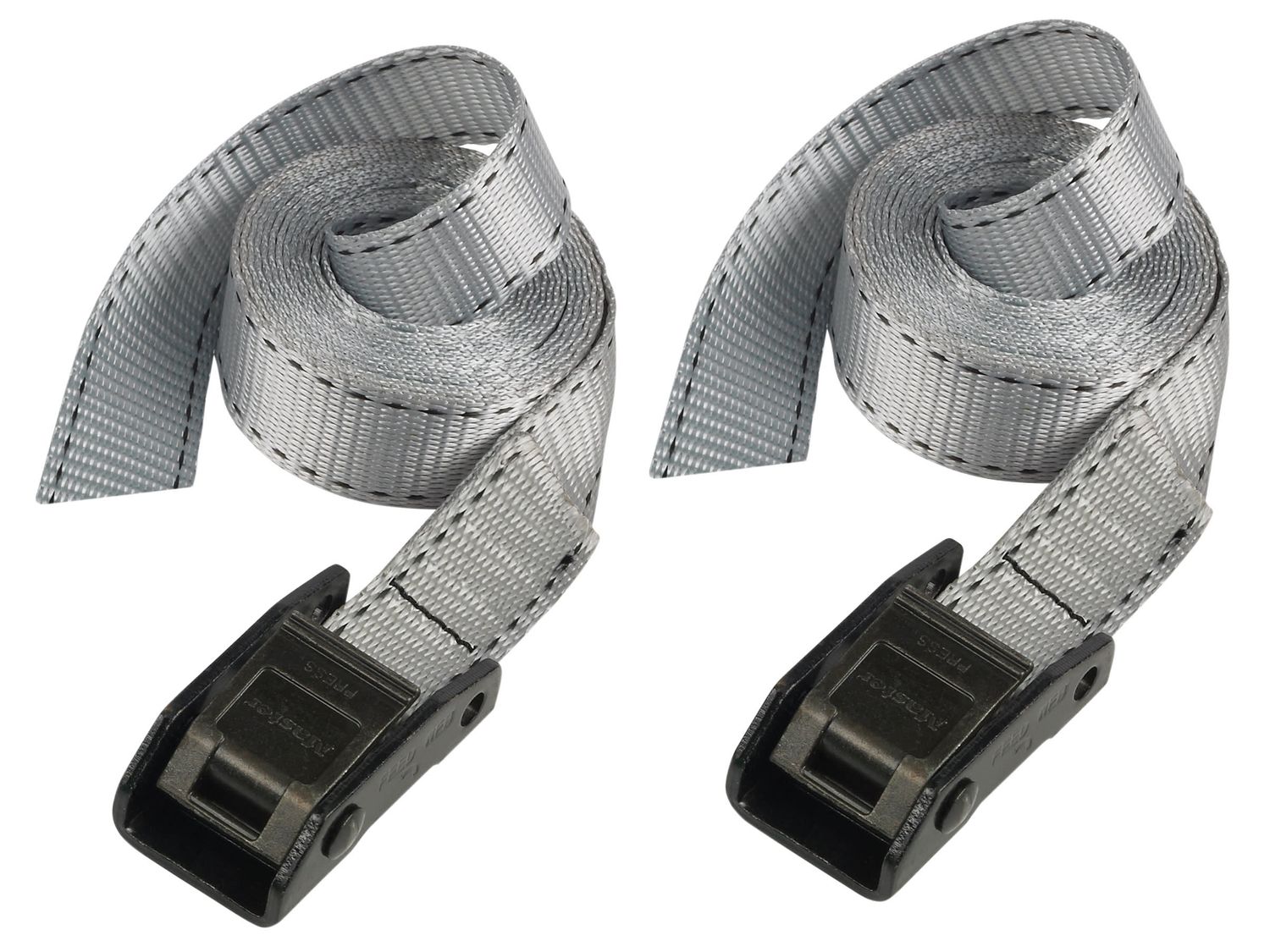 Master Lock MLK3110E Lashing Strap with Metal Buckle, Grey 2.5m 150kg (Pack 2)
