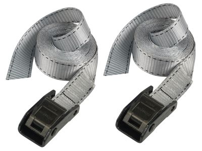 Master Lock MLK3110E Lashing Strap with Metal Buckle, Grey 2.5m 150kg (Pack 2)