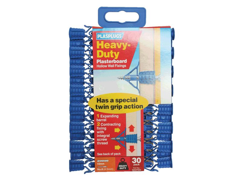 Plasplugs PLASHCF553 HCF 553 Heavy-Duty Plasterboard Fixings Pack of 30