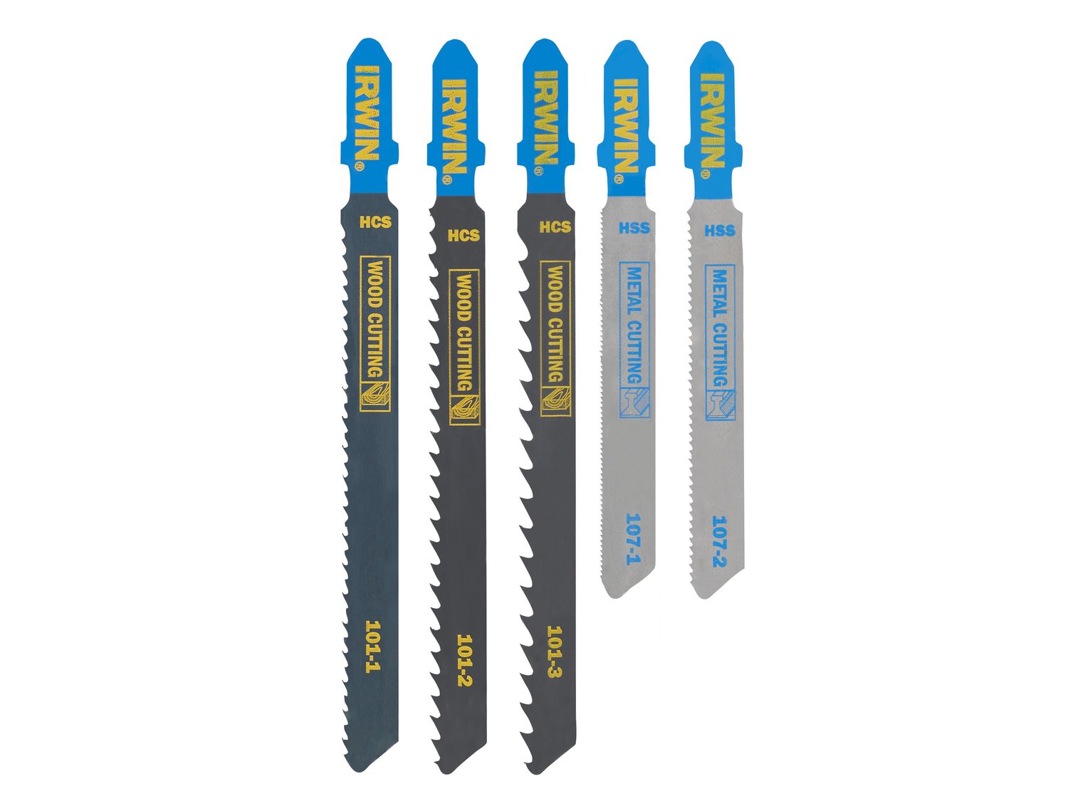 IRWIN IRWIW1014501 HCS/HSS T-Shank Jigsaw Blade Set, 5 Piece