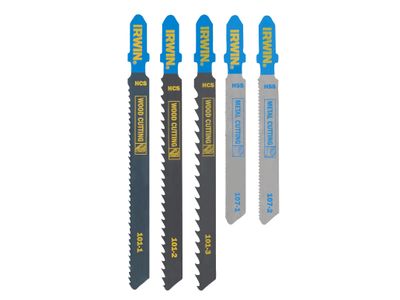 IRWIN IRWIW1014501 HCS/HSS T-Shank Jigsaw Blade Set, 5 Piece