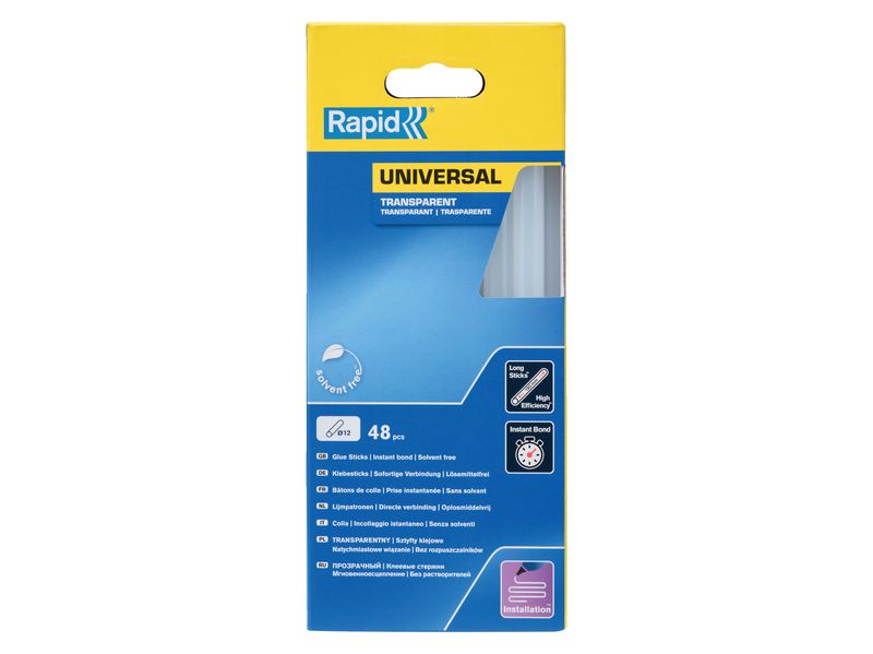 Rapid RPD5001411 Universal Glue Sticks, Transparent 12 x 190mm (Pack 48)