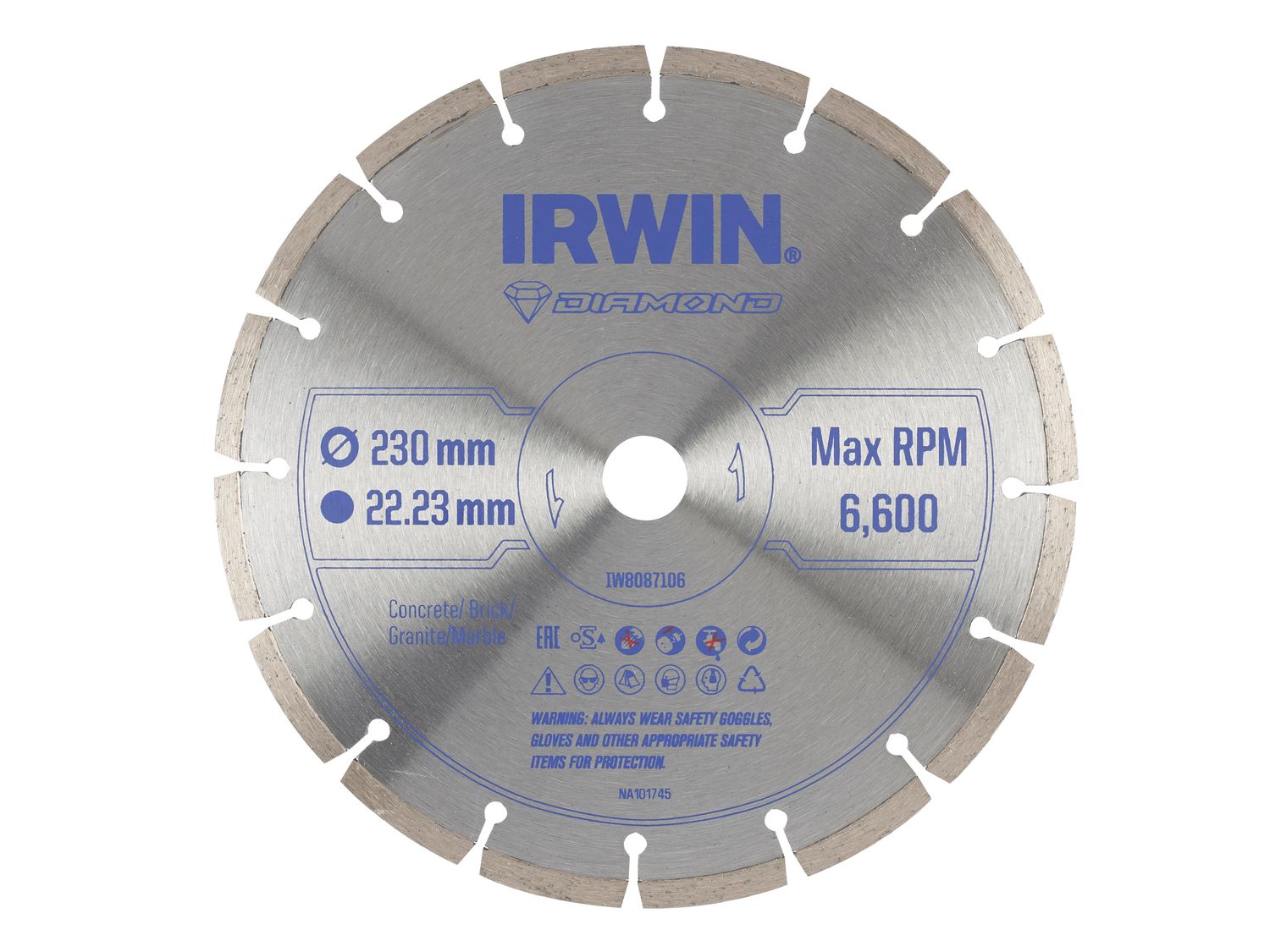 IRWIN IRWIW8087106 Segmented Diamond Blade 230 x 22.23mm